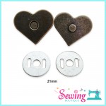 BUTTON - MAGNET-HEART-METAL-21MM & 24MM (BRONZE)
